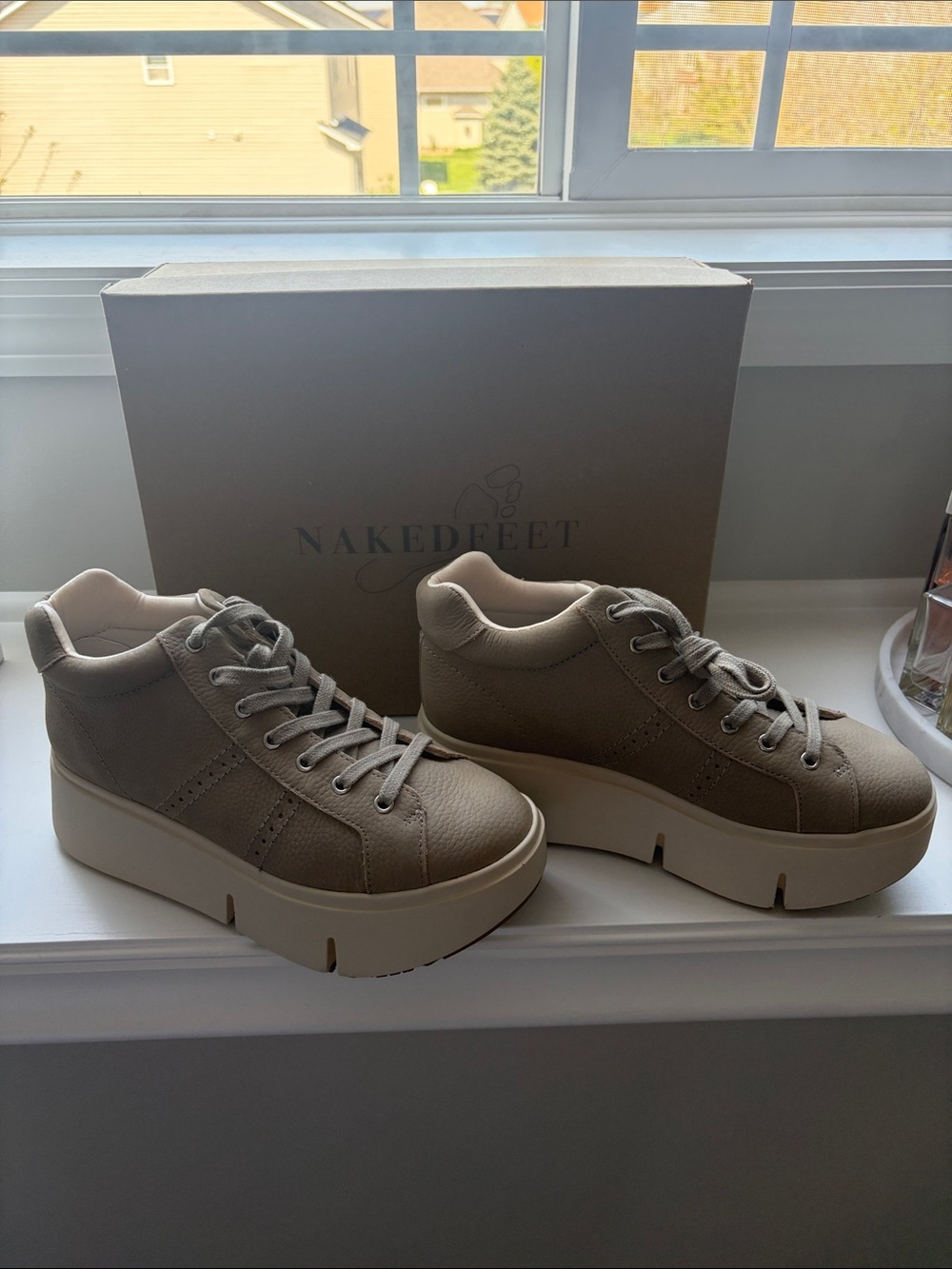 Naked Feet Taupe Platform Lace-Up Sneakers